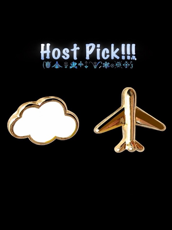 Free People Jewelry - “Fly the Friendly Skies” Airplane Plane & Cumulus Cloud Sky Weather Travel Studs